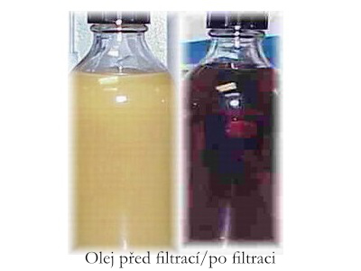 Olej před filtrací a po filtraci - Filtakleen